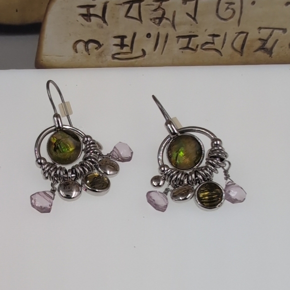 Lia Sophia Unique Artisan Boho Mixed Media Dangle Earrings - Picture 1 of 4